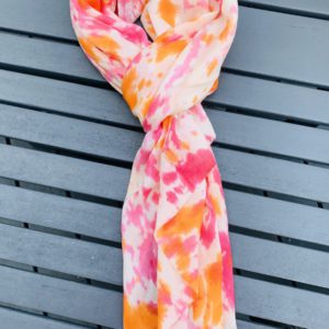 Pink and orange splash cashmere scarf