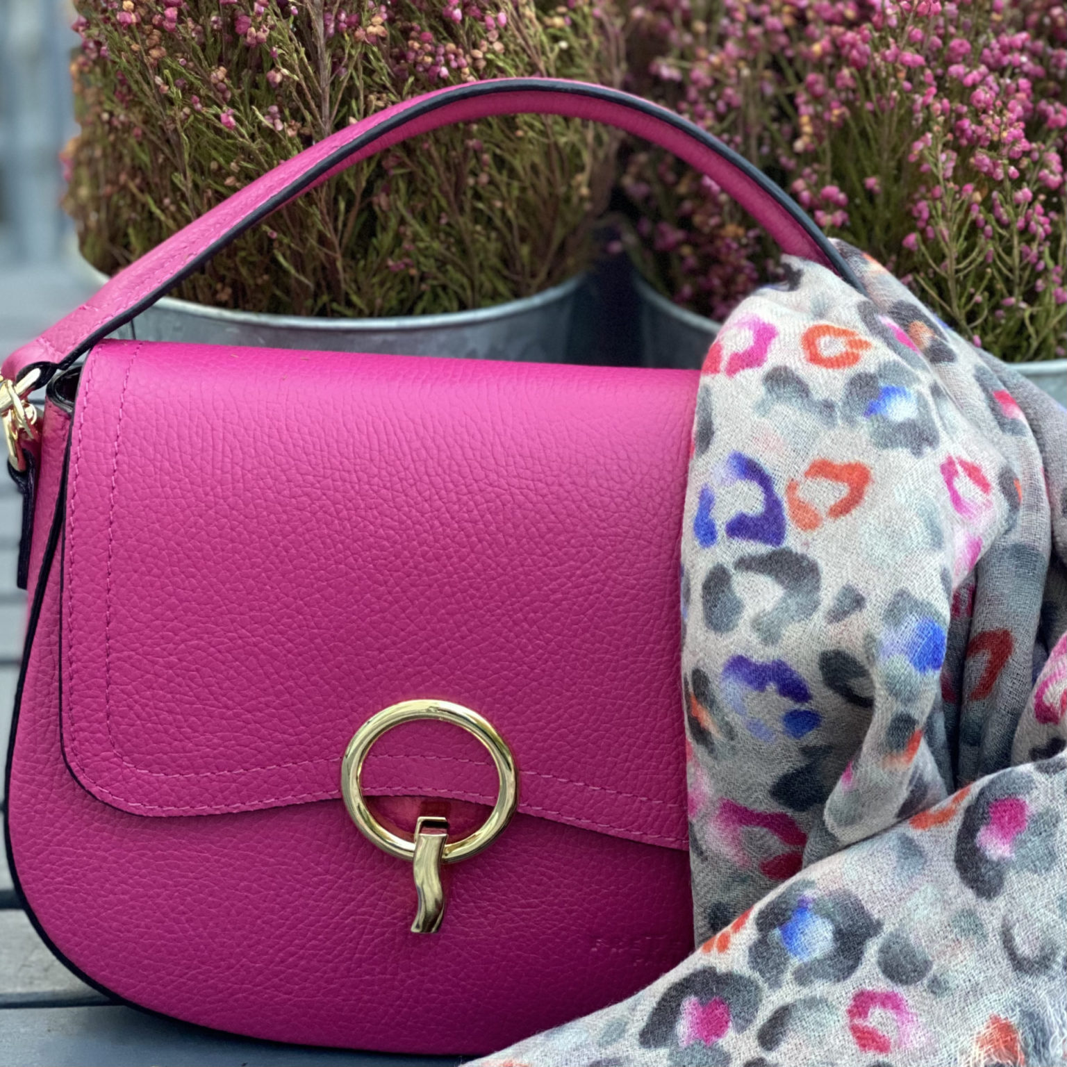 Hot Pink Genuine Leather Bag main image 1